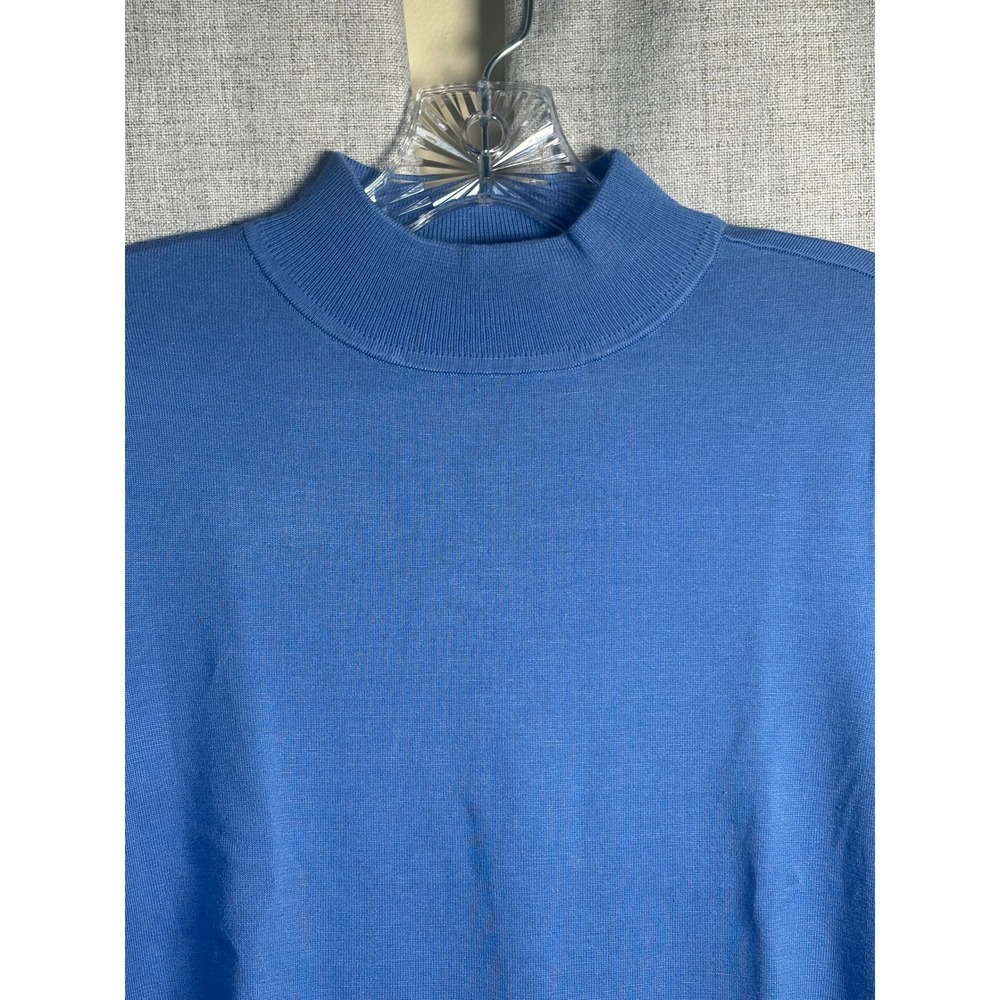 Pendleton Women Silk Blend Mock Neck Sweater Lot Blue Cream Size L Long Sleeve